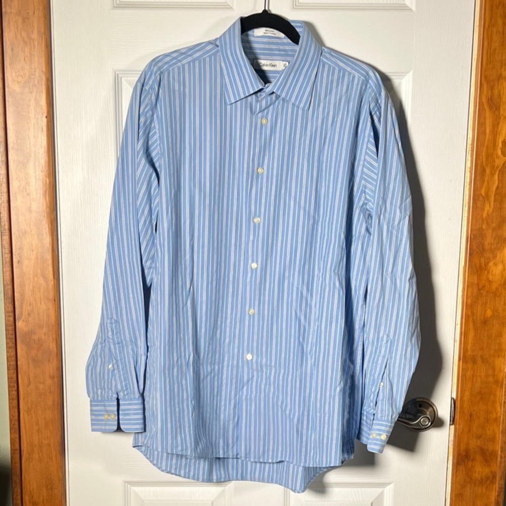 Calvin Klein Light Blue Striped Dress Shirt
